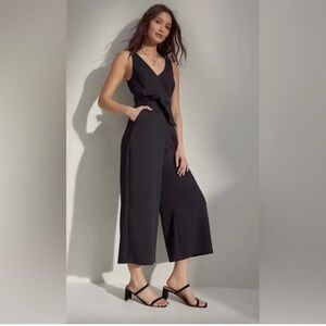 Wilfred Black V-Neck Tie-Waist Wide-Leg Jumpsuit